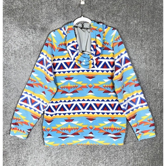 Massive Outdoor Aztec‎ Southwest Fleece Pullover Hoodie Mens Size Large - Picture 2 of 10